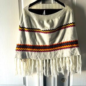 Bohemian knit  Pancho womens one size